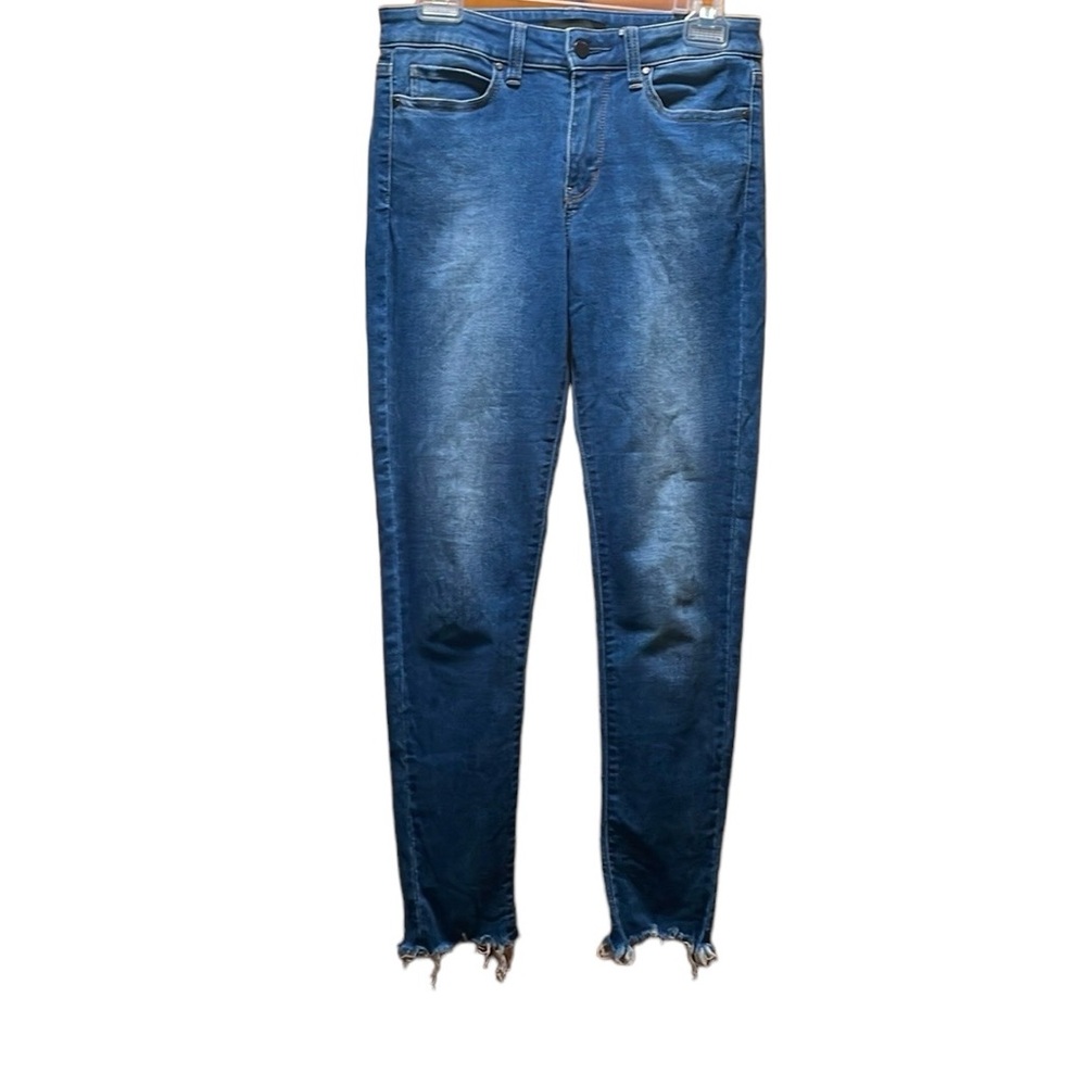 Uniqlo Jeans Ultra Stretch Skinny Tapered Leg Mid Rise Frayed Hem Womens Jean 26
